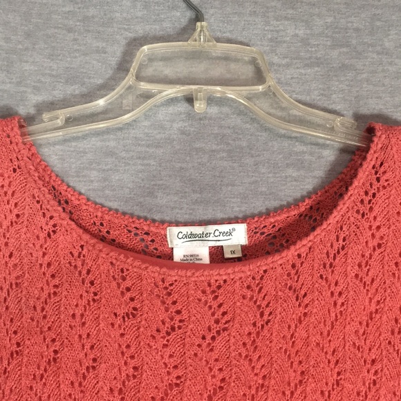 COLDWATER CREEK Crochet Lace Top with Full Tank Top UnderDeep Peach Color - Picture 3 of 16